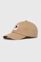 Tommy Jeans czapka z daszkiem bawełniana aplikacja beżowy AM0AM12016