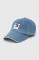 μπλε Βαμβακερό καπέλο του μπέιζμπολ Tommy Jeans Ανδρικά
