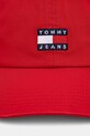 Tommy Jeans șapcă de baseball din bumbac AM0AM12020 rosu SS25