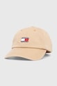 Хлопковая кепка Tommy Jeans аппликация бежевый AM0AM12020