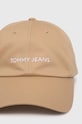 Tommy Jeans czapka z daszkiem bawełniana AM0AM12024 beżowy SS24