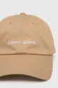 Хлопковая кепка Tommy Jeans бежевый