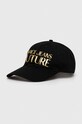 Versace Jeans Couture czapka z daszkiem bawełniana aplikacja czarny 76GAZK32.ZG207
