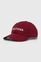 Хлопковая кепка Tommy Hilfiger аппликация бордо AM0AM12154