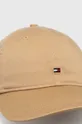 Tommy Hilfiger czapka z daszkiem bawełniana beżowy