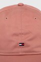 Памучна шапка с козирка Tommy Hilfiger AM0AM12303 розов SS24