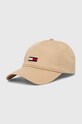 Tommy Jeans czapka z daszkiem bawełniana aplikacja beżowy AM0AM11692