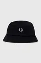 čierna Bavlnený klobúk Fred Perry Pique Bucket Hat Pánsky