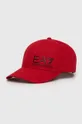 czerwony EA7 Emporio Armani czapka z daszkiem bawełniana Unisex