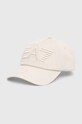 EA7 Emporio Armani czapka z daszkiem bawełniana aplikacja beżowy CC980.245091.23814
