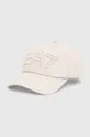 beżowy EA7 Emporio Armani czapka z daszkiem bawełniana Unisex