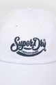 Bombažna bejzbolska kapa Superdry bela