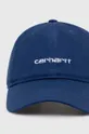 Pamučna kapa sa šiltom Carhartt WIP Canvas Script Cap mornarsko plava