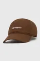 brązowy Carhartt WIP czapka z daszkiem bawełniana Canvas Script Cap Unisex