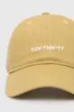 Хлопковая кепка Carhartt WIP Canvas Script Cap бежевый