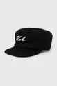 czarny Karl Lagerfeld czapka z daszkiem bawełniana Unisex