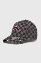Sprayground berretto da baseball in cotone applique nero SP6628GREY