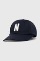 Norse Projects czapka z daszkiem bawełniana Felt N Twill Sports Cap aplikacja granatowy N80.0128.7004