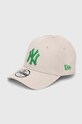 Bavlněná baseballová čepice New Era 9FORTY NEW YORK YANKEES bavlna béžová 60503376