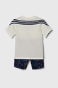Детский комплект из хлопка adidas IN7282 бежевый SS24