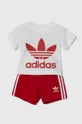 czerwony adidas Originals komplet bawełniany niemowlęcy Chłopięcy