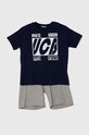 United Colors of Benetton komplet bawełniany dziecięcy nadruk granatowy 3096CK00A.G.Seasonal