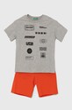 United Colors of Benetton komplet bawełniany dziecięcy nadruk szary 3096CK00A.G.Seasonal