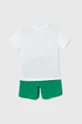 Detská bavlnená súprava United Colors of Benetton zelená