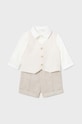 Mayoral Newborn komplet niemowlęcy z domieszką lnu tkanina beżowy 1220.1J.Newborn.PPYH