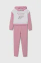 рожевий Дитячий бавовняний спортивний костюм Guess Для дівчаток