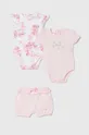różowy Guess komplet bawełniany niemowlęcy Dziewczęcy