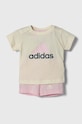 adidas komplet bawełniany niemowlęcy bawełna różowy IS2513