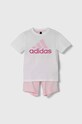 adidas komplet bawełniany dziecięcy nadruk różowy IQ4089