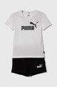 Puma komplet dziecięcy Logo Tee & Shorts Set dzianina biały 846936
