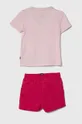 Puma komplet dziecięcy Logo Tee & Shorts Set różowy