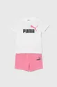 рожевий Дитячий бавовняний комплект Puma Minicats & Shorts Set Дитячий