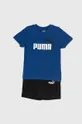 темно-синій Дитячий бавовняний комплект Puma Minicats & Shorts Set Дитячий