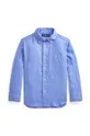 Otroška lanena srajca Polo Ralph Lauren modra