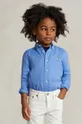 modrá Detská ľanová košeľa Polo Ralph Lauren