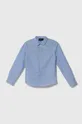 голубой Детская хлопковая рубашка Emporio Armani Для мальчиков