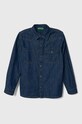 Παιδικό τζιν πουκάμισο United Colors of Benetton μακρύ σκούρο μπλε 5AD6CQ02M.G.Seasonal