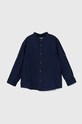 Детская льняная рубашка United Colors of Benetton casual тёмно-синий 5OK4GQ01L.P.Seasonal