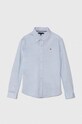 Detská bavlnená košeľa Tommy Hilfiger bavlna modrá KB0KB08985.128.176.PPYH