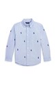 Детская хлопковая рубашка Polo Ralph Lauren 322878876001 голубой AW24