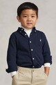 Παιδικό βαμβακερό πουκάμισο Polo Ralph Lauren μακρύ σκούρο μπλε 322914506001