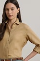 Lněná košile Lauren Ralph Lauren béžová 200782777