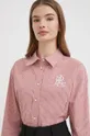 roza Pamučna košulja Lauren Ralph Lauren