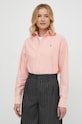 Βαμβακερό πουκάμισο Polo Ralph Lauren 211931064 ροζ