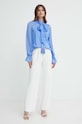 Luisa Spagnoli bluzka jedwabna RUNWAY COLLECTION 541119 niebieski AA00