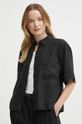 Πουκάμισο από λινό Tommy Hilfiger μαύρο WW0WW41392